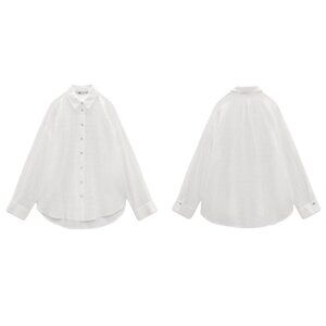 ZARA RUSTIC FABRIC SHIRT SS22 WHITE | 7815/922